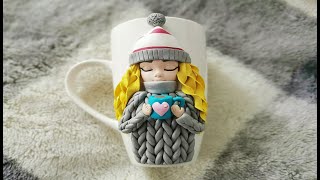 : Part 1 _ Polymer clay Mug decoration / d'ecoration de tasse en argile polym`ere (Fimo) / clay mug