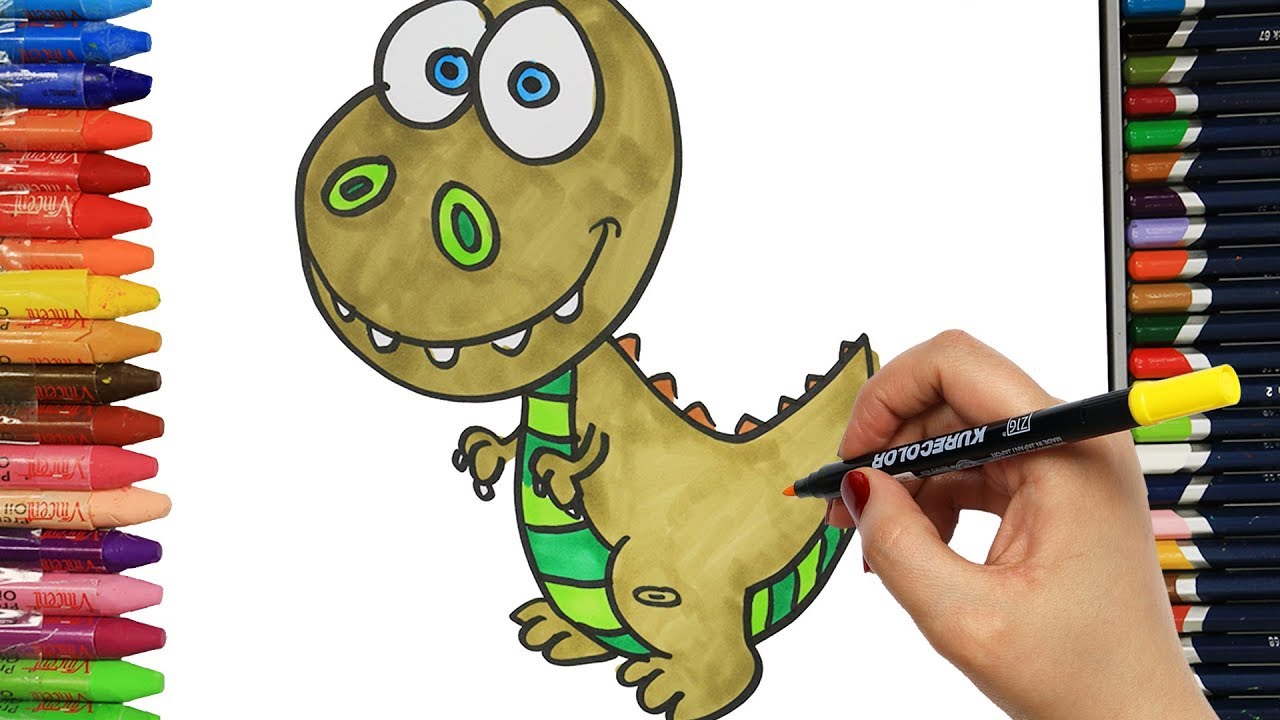 Come Disegnare E Colorare Dinosauro Per Bambini Youtube