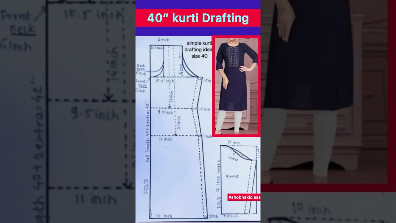 Kurti Cutting Suit 40 Size Drafting Shobhakiclass Kurticutting Suitcutting