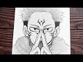 Easy anime sketch  how to draw ryomen sukuna  jujutsu kaisen  drawing step by step for beginner