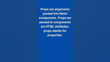 What is Props In React JS? - React JS Interview Question 04 - #react #shorts #shortvideo