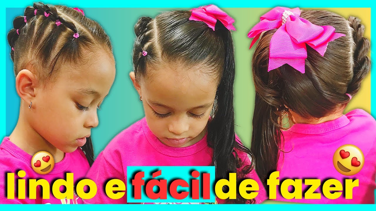 COMO FAZER UM LINDO PENTEADO INFANTIL SIMPLES E FÁCIL PARA ESCOLA ...