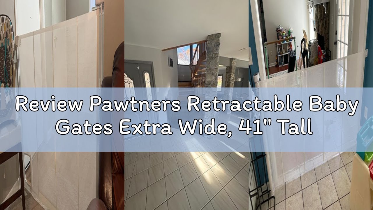 Review Pawtners Retractable Baby Gates Extra Wide, 41" Tall Extends up to 71" Wide, Dog Gate Indoor