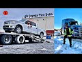 Scared to unload Big FORD TRUCK in MONTREAL | Winter Trucking