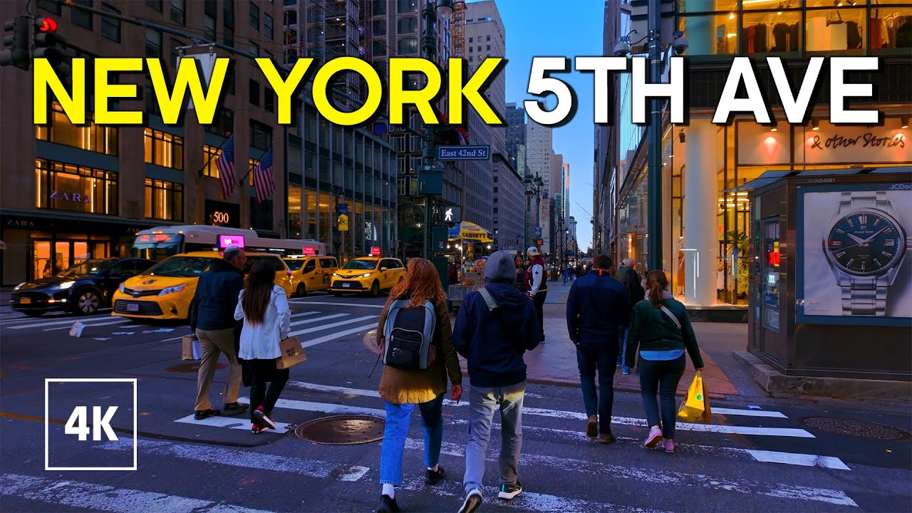 New York, Amerika Serikat | Avenue 5th | Jelajah Kota Sore 4K