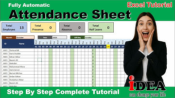 Create a Fully Automatic Excel Attendance Sheet | Smart Attendance Tracker | Step-by-Step Tutorial