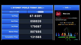 LIVE DRAW SYDNEY POOLS TODAY (6D) HARI INI SENIN, 01 NOVEMBER 2021 (LIVE RESULT SDY 6D TERCEPAT)
