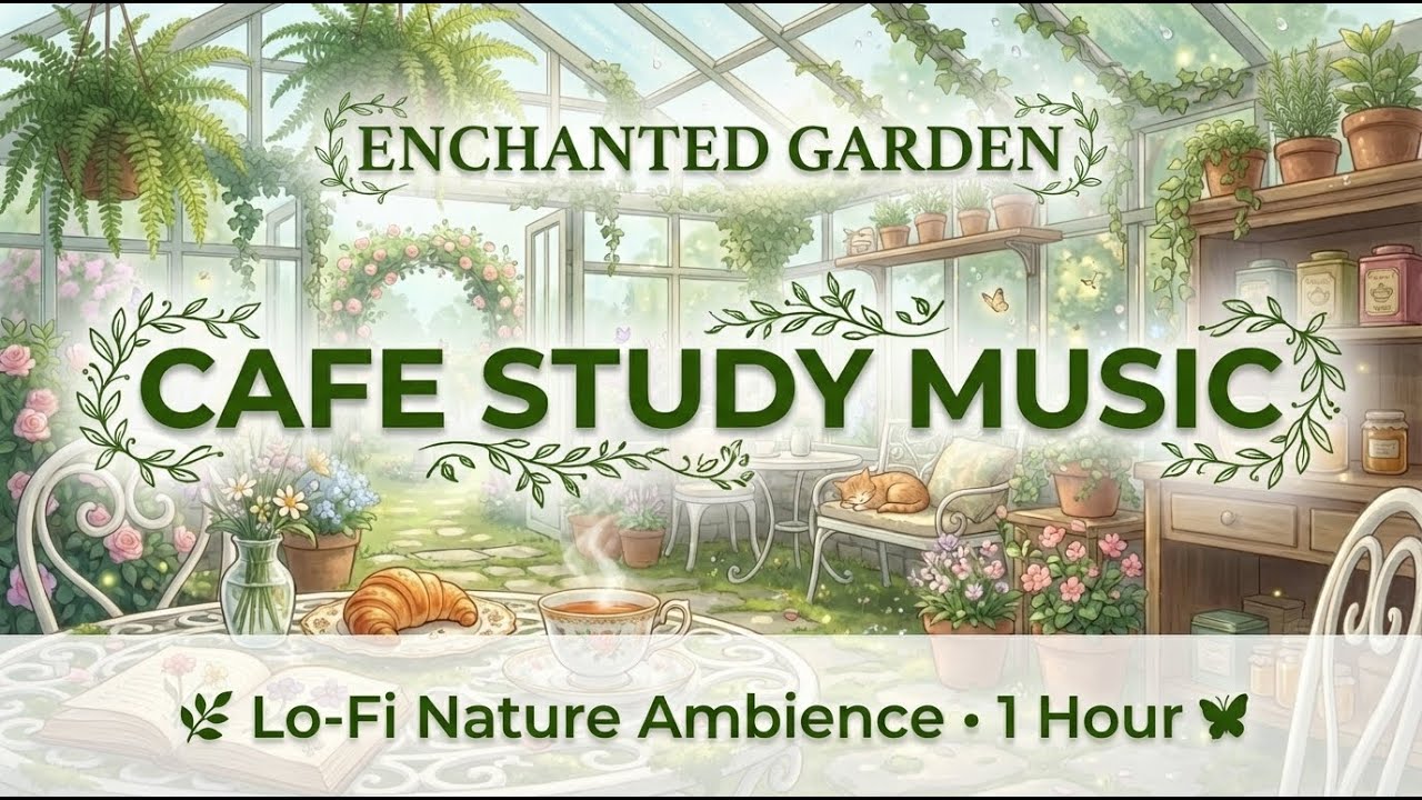 Enchanted Garden Cafe Music - Lo-Fi Jazz Ambience for Study & Relaxation [1 Hour Peaceful]