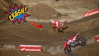 Flying through the air in LA coliseum. (big crash)