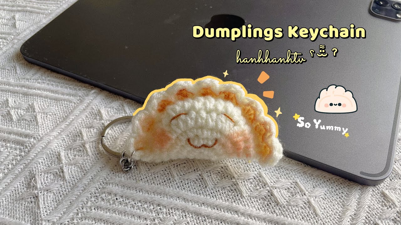 [Eng Sub]Crochet Dumplings Keychain ♡|🥟Beginner Friendly|Móc bánh sủi cảo 🥟làm móc khóa chi tiết♡