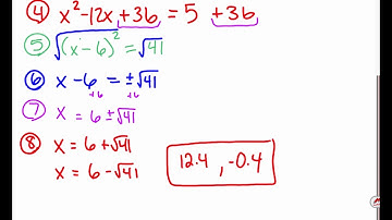 Algebra: 9-4 Solving Quadratic Equations by Completing the Square