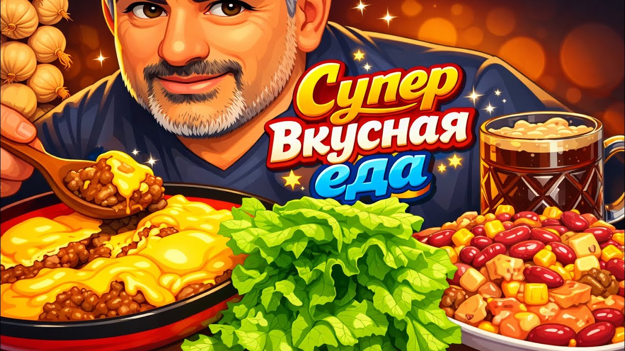 Супер АСМР! Мясная Запеканка с плавленым Сыром 🧀 и Салат 🥗 из Сардин🐠 с Фасолью🫘 и Кукурузой 🌽! АСМР