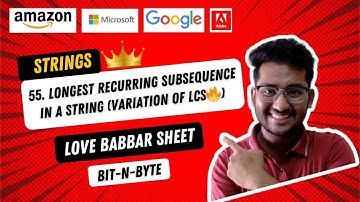 55. Longest recurring subsequence in a string | Longest repeating subsequence in a string | DSA 450