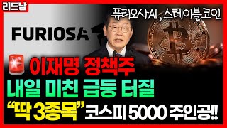 부동산 대신 주식! 코스피 5000까지 계속 올라갈 이재명 정책주 BEST 3 종목 [스테이블코인+퓨리오사AI]🔥리드남