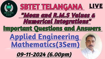 Mean and RMS Values and Numerical integrations|| 3sem||Applied engineering maths@SRINIVAS MATHS