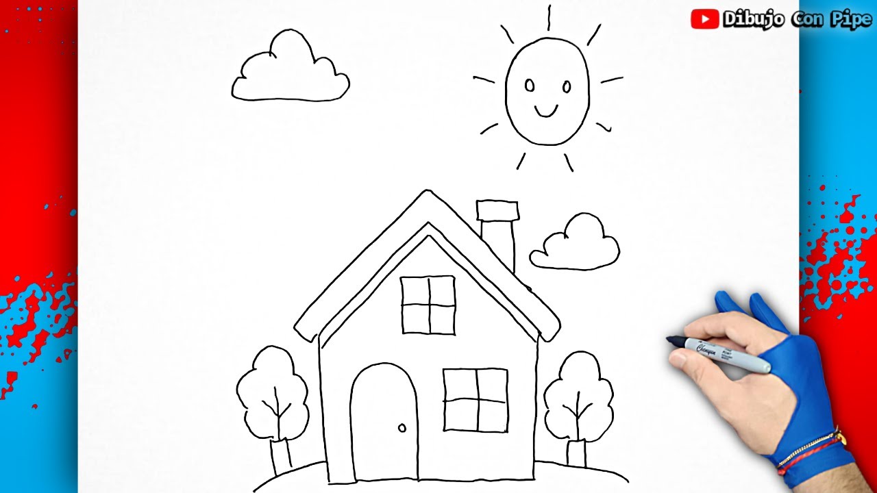 Dibuja Una Casa 🏠🌳☀️☁️🌈 Dibujos Para Niños