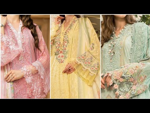 2021 latest heavy embroidered Pakistani style dresses#sober & decent one color dress designing