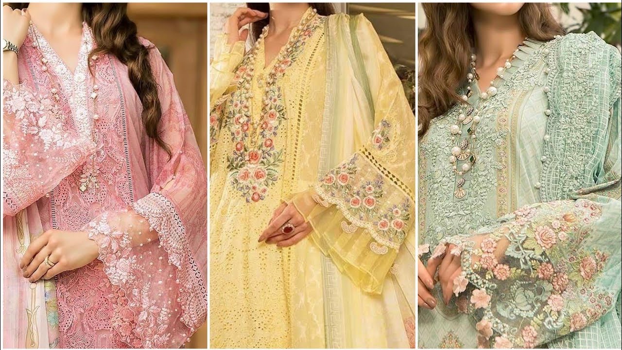 ⁣2021 latest heavy embroidered Pakistani style dresses#sober & decent one color dress designing i