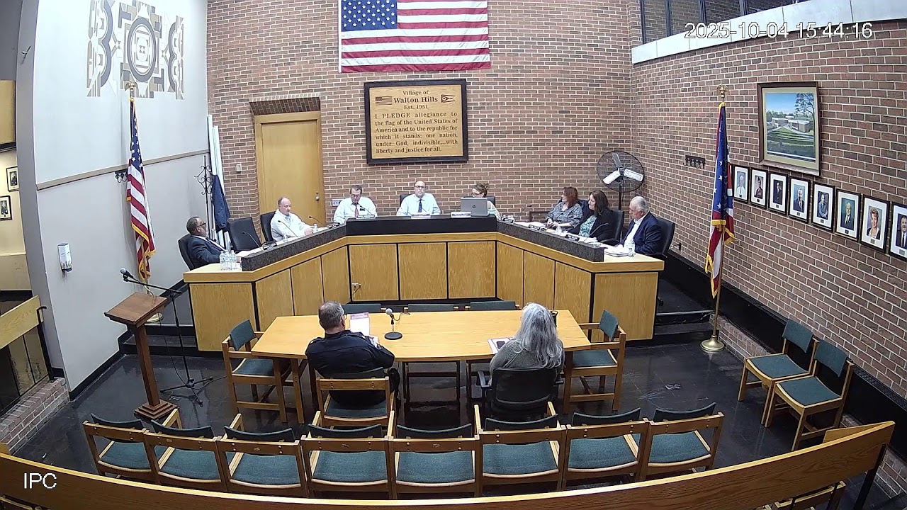 Village of Walton Hills Regular Council Meeting Tuesday October 21, 2025, at 7:00 PM