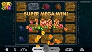 SUPER MEGA WIN On Fruit Spin Slot Machine from NetEnt screenshot 2