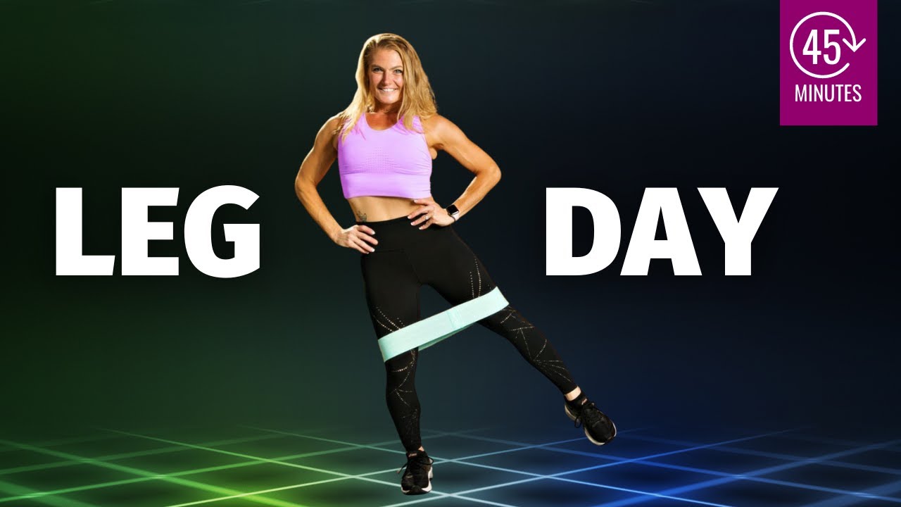45 minute LEG DAY Strength Workout 🔥 Dumbbells and booty bands 🔥 - YouTube