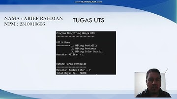 UTS FTI Algoritma dan Pemograman 1 (Membuat Perhitungan BBM) menggunakan Pyton oleh Arief Rahman