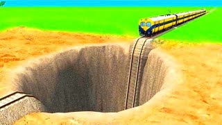 MOST HIGHEST SPEED INDIAN MEMU TRAIN  PASSING THROUGH IN BIGGEST WATER GIANT PIT|▶️ Train Simulator|