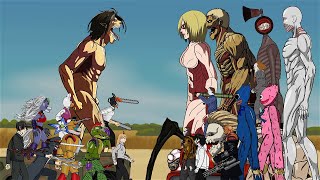 Chainsawman - Demon Slayer Vs Attack On Titan - Glamrock - Drawing Cartoon 2