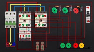 THREE PHASE DOL STARTER CONTROL AND POWER WIRING DIAGRAM REVERSE FORWARD WITH LIMIT SWITCH