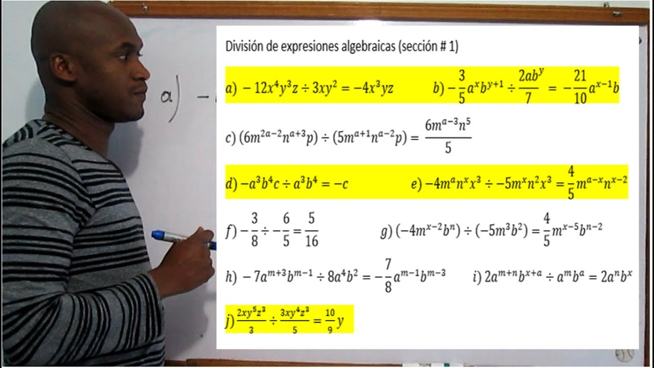 DIVISIÓN DE EXPRESIONES ALGEBRAICAS (SECCIÓN 1) YouTube