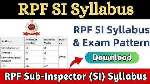RPF SI Syllabus 2024 | RPF Constable Syllabus & Exam Pattern