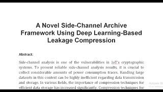 A Novel Side Channel Archive Framework Using Deep Learning Based Leakage Compression