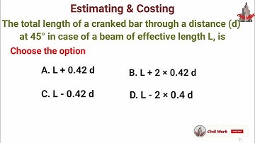 "Cranked Bar Length Calculation" Beam Reinforcement Design" Cranked Bar Length Formula" #MCQs