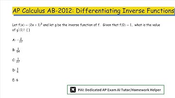 2012 AP Calculus AB: Differentiating Inverse Functions: Composite, Implicit, and Inverse Functions