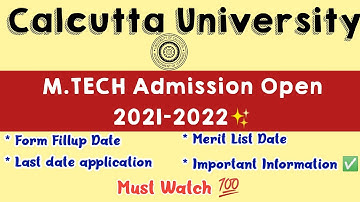 Calcutta University PG Admission 2021 || Official Notification - M.Tech Admission Process 👍