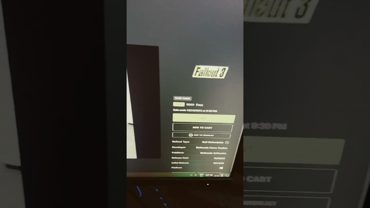 Fallout 3 бесплатно на Epic Games 