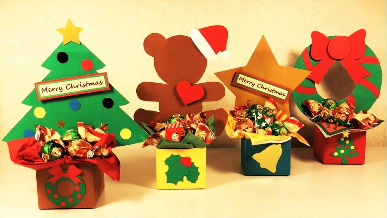 工作 牛乳パックのクリスマスボックス Diy How To Make A Christmas Candy Box Youtube