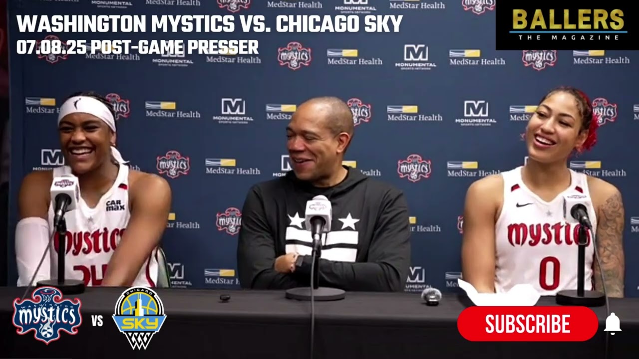 Aaliyah Edwards, Shakira Austin, HC Sydney Johnson: Mystics Postgame vs. Chicago Sky | 07.08.25