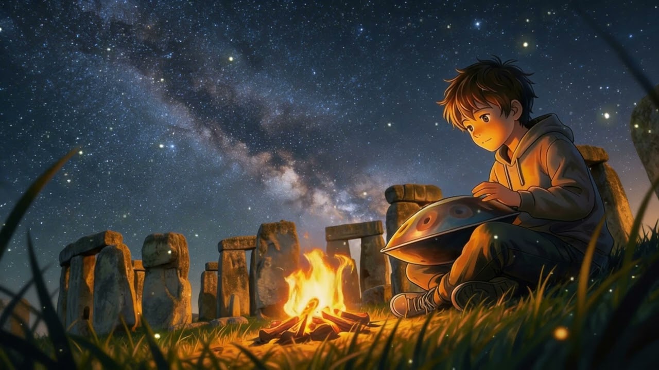 Handpan by the Warm Fire 🔥 | 1 Hour Peaceful Night Atmosphere