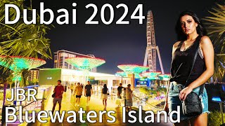 Dubai [4k] Night Walking from Dubai JBR to Bluewaters island in 2024