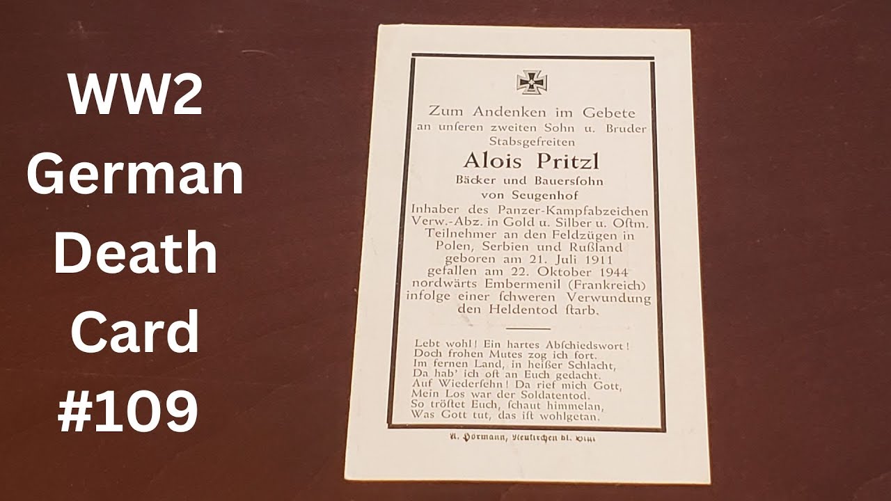 WW2 German Death Card 
