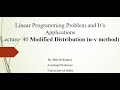 L 40 How to Optimize Transportation Problem Modified Distribution u-v method by Dr. Hitesh Kumar