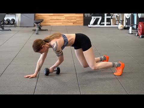 Quadruped Dumbbell Pull Through
