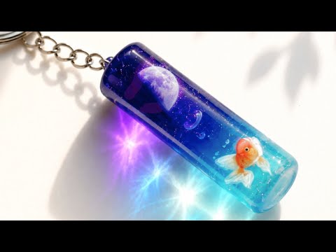 Goldfish Swimming Through a Moonlit Sky 🌙 Boba Straw UV Resin DIY