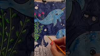 Take 36 satisfying seconds | two narwhals swimming #calmingcontent #arttimelapse #narwhals