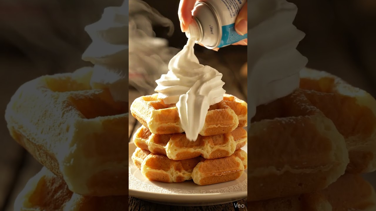 Korean Strawberry Cream Waffles 🍓🧇💖