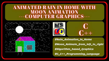 Computer Graphics code in C/C++ | Rain in Home with Moon Animation