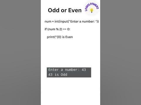 Python Program to Check Odd or Even Number @LogicLoomers - YouTube
