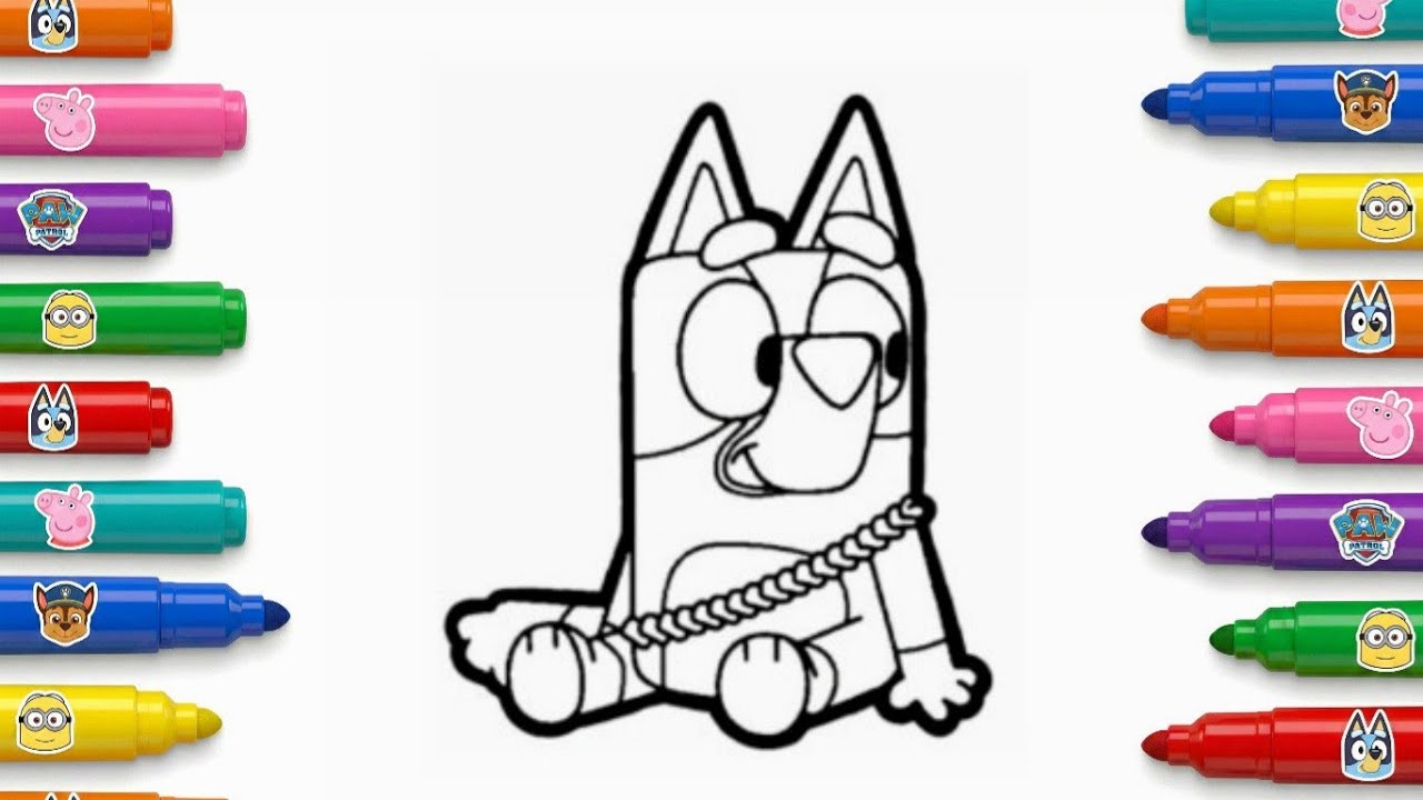 Bluey drawing easy | kids coloring 🎨