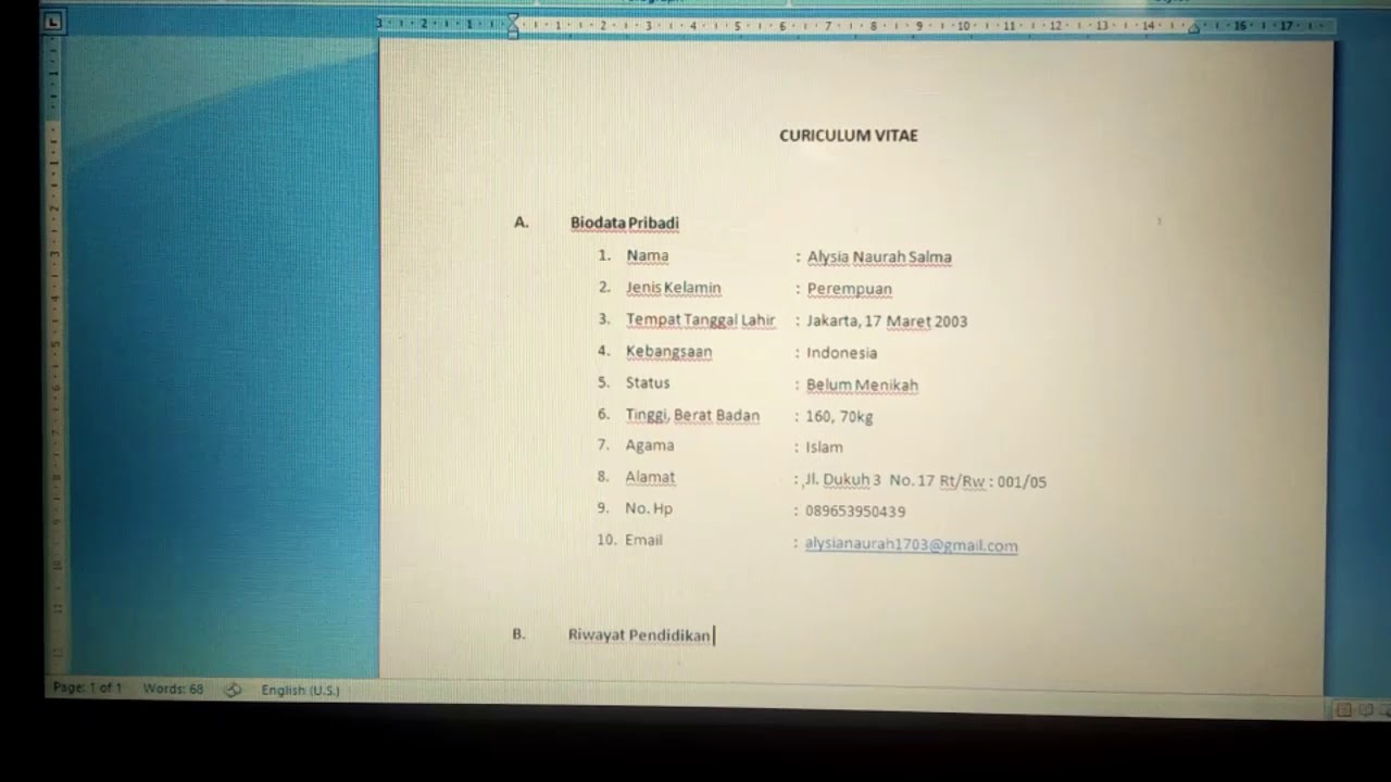 Cara Membuat CV (curriculum Vitae)